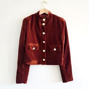 Mango Velvet Brown Chestnut Color Jacket Size XS